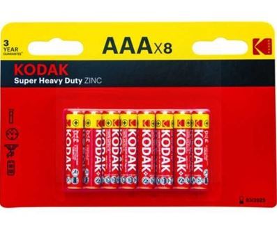Kodak Super Heavy Duty Zinc Aaa Battery - Pack Of 8