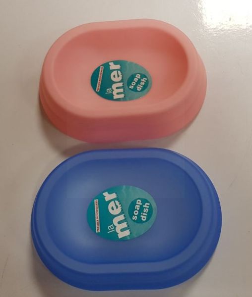 Plastic Soap Dish Holder - Pink And Blue - Colours May Vary