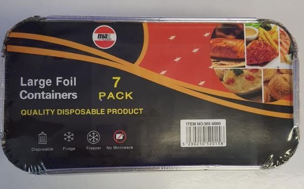 Large Disposable Foil Containers With Lids (20Cm) - Pack Of 7
