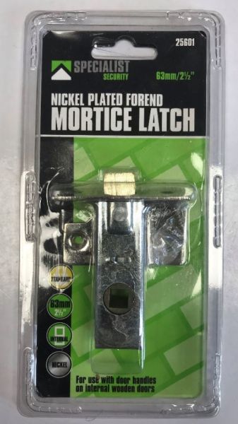 Specialist Security Nickle Plated Forend Mortice Latch with Screws - 2.5Inch - 19 x 10cm