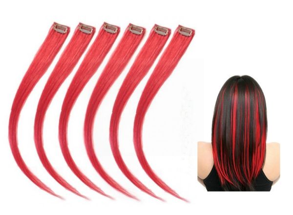 CLIP IN HIGHLIGHTS HAIR EXTENSION RED