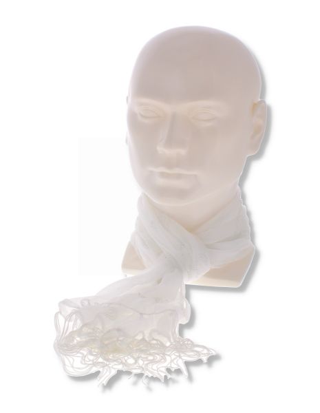 SCARF  WITH TASSELS IVORY- WHITE
