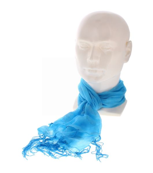 SCARF TURQUOISE BLUE WITH TASSELS