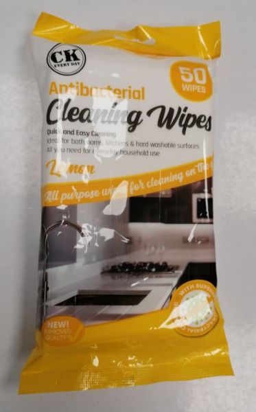 Every Day All Purpose Antibacterial Cleaning Wipes with Improved Quality - Lemon - Pack of 50