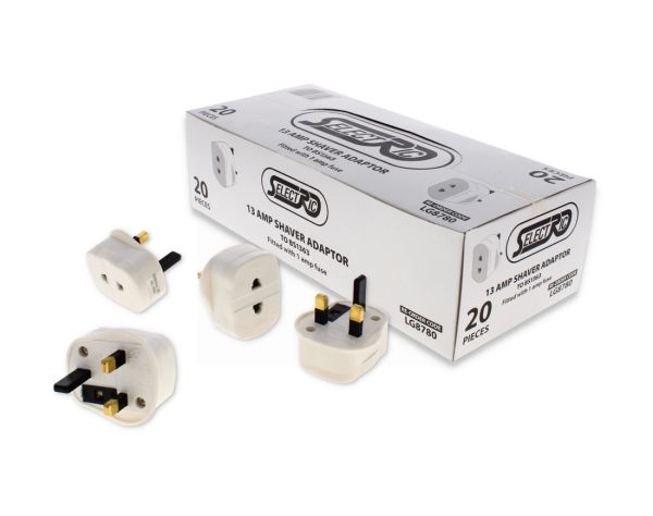 SELECTRIC 13AMP SHAVER ADAPTOR WITH 1A FUSE - WHITE