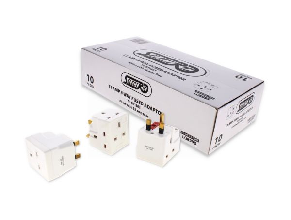 13 AMP 3WAY PLUS FUSED ADAPTOR - WHITE