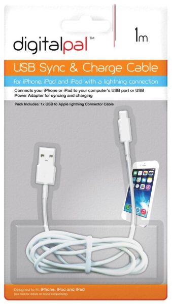 Packaged Quality Lightening Iphone USB Data Charge Cable Lead 8 Pin - 1 Metre 