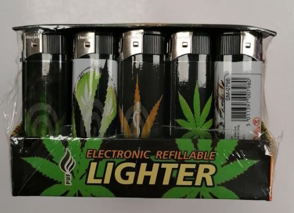 Puf Electronic Refillable Lighter - Colours & Designs May Vary - Pack of 50