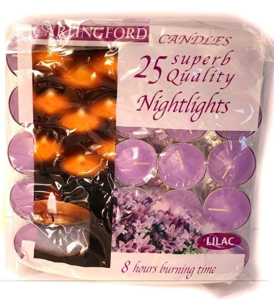 Carlingford Superb Quality Night Light Candles - Lilac - Pack of 25