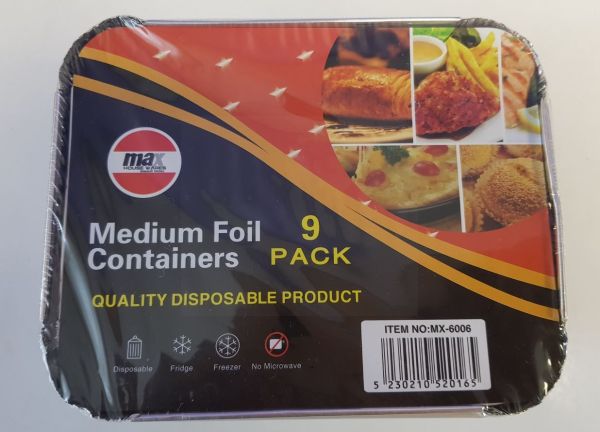 Medium Disposable Foil Containers With Lids (14Cm) - Pack Of 9