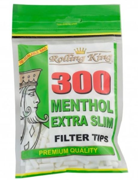 Rolling King Premium Quality Extra Slim Filter Tips - Menthol - Pack of 300 Filter Tips