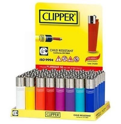 Clipper Classic Micro Reusable Flint Lighters - Solid - Assorted Colours 