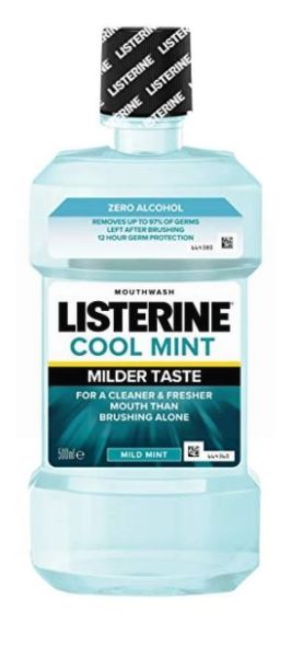 Listerine Cool Mint - Mouthwash - Mild Mint - 0% Alcohol - 500ml 