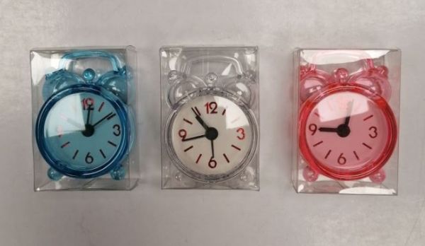 Mini Alarm Clock - Assorted Colours - 6 x 4.5 x 2.5cm
