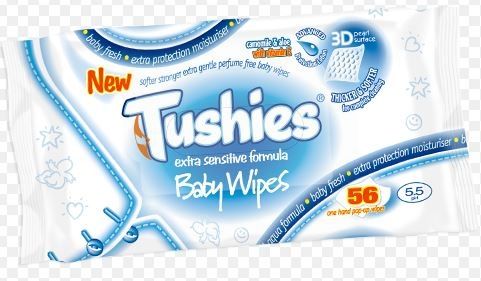 Tushies Extra Sensitive Formula Baby Wipes - 5.5Ph - Pack Of 56