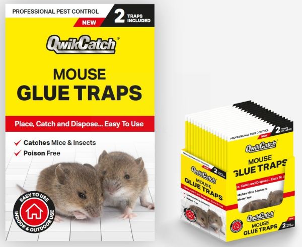Qwik Catch Poison Free Mouse Glue Traps - Pack of 2