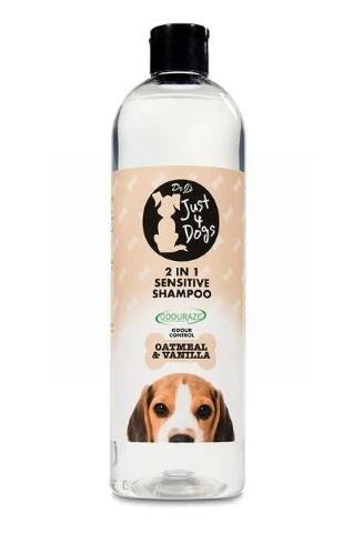 Dr J's Just 4 Dogs 2-in-1 Sensitive Shampoo with Odour Control - Oatmeal & Vanilla - 500ml