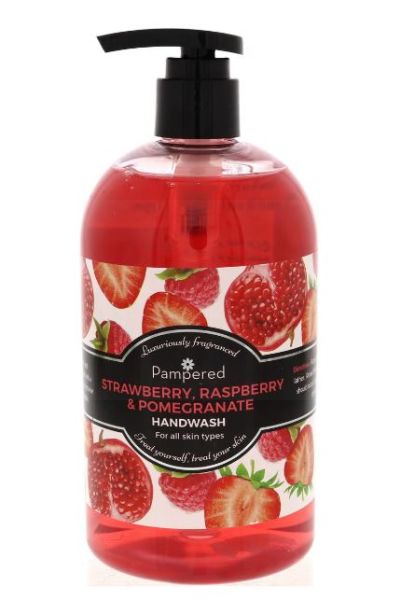 Pampered Luxuriously Fragranced Handwash - Strawberry, Raspberry & Pomegranate - 500ml 