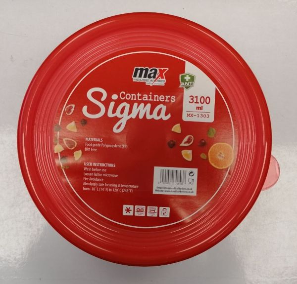 Max House Wares Sigma Containers - 3100ml - Red/White