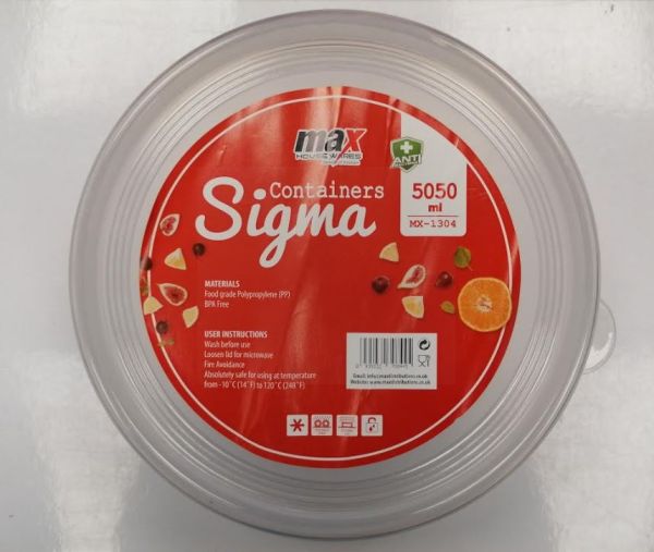 Max Microwave Safe Plastic Round Sigma Container - 5050ml