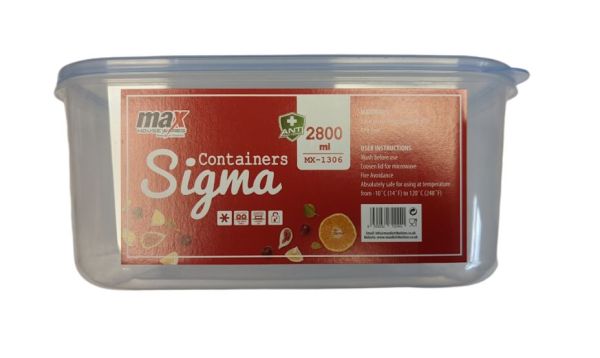 Max House Wares Rectangular Sigma Containers - 2800ml