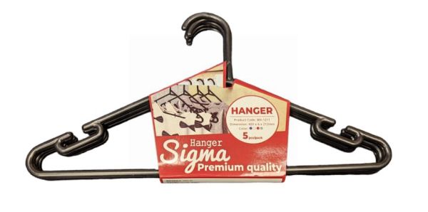 Premium Quality Sigma Hangers - Assorted Colours - 420 x 6 x 212mm - Pack of 5