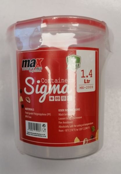 Max House Wares Deep Sigma Containers - 1.4L 