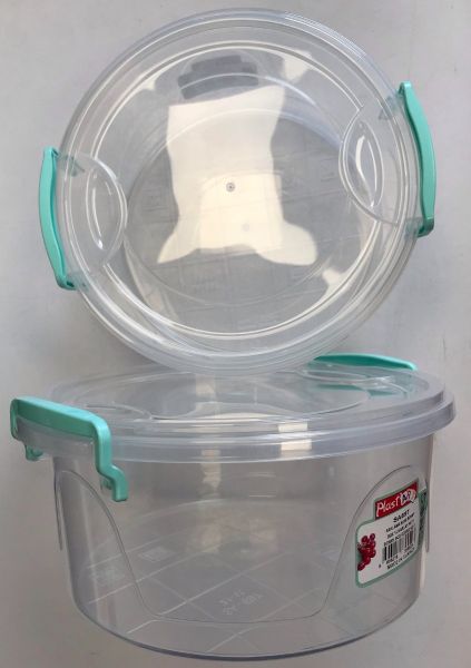 ROUND STORAGE CONTAINER WITH CLIPS - 2.2LTR