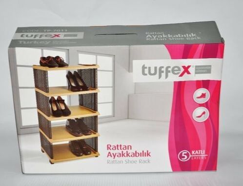 Tuffex Rattan Shoe Rack with 5 Shelves 