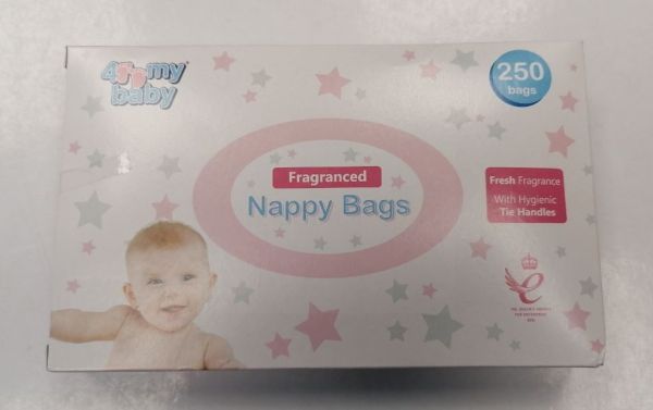 4 My Baby Fragranced Hygienic Nappy Bags With Tie Handles - Pack Of 250 