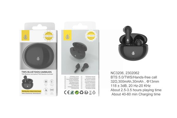 One Plus TWS Bluetooth Earphones 300mAh/30mAh - Black