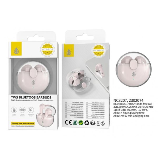 One Plus TWS Bluetooth Earphones 300mAh/25mAh - Light Pink