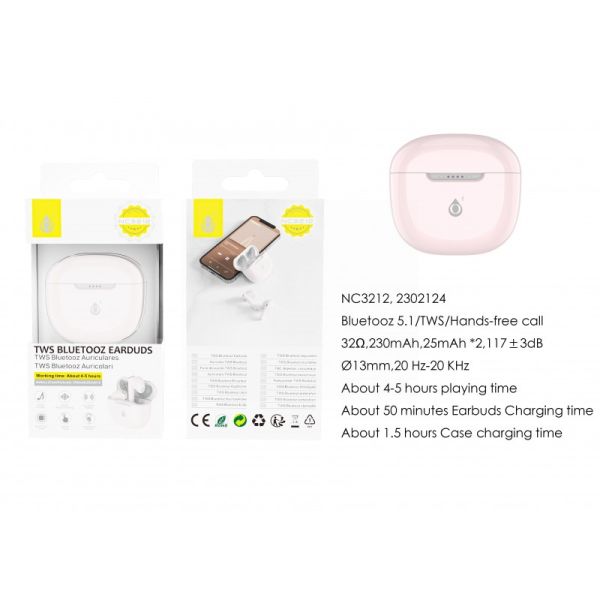 One Plus TWS Bluetooth Earphones 230mAh/25mAh - Light Pink