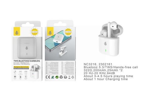 One Plus TWS Bluetooth Earphones 200mAh/25mAh - White