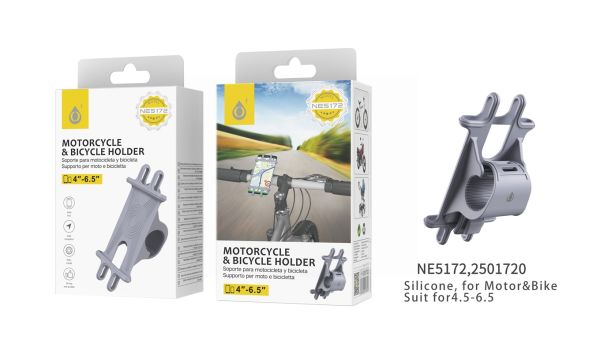 One Plus Motorcycle & Bicycle Phone Holder for 4"-6.5" Mobile Phones - Grey