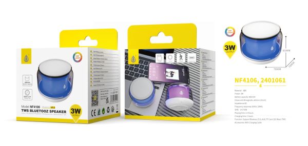 One Plus TWS Mini Bluetooth Speaker With RGB Light - 400mAh - White