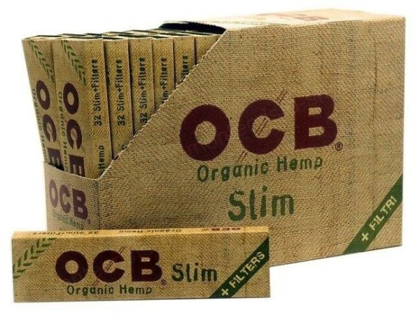OCB Organic Hemp Unbleached Rolling Papers + Filters - Slim - Pack of 32