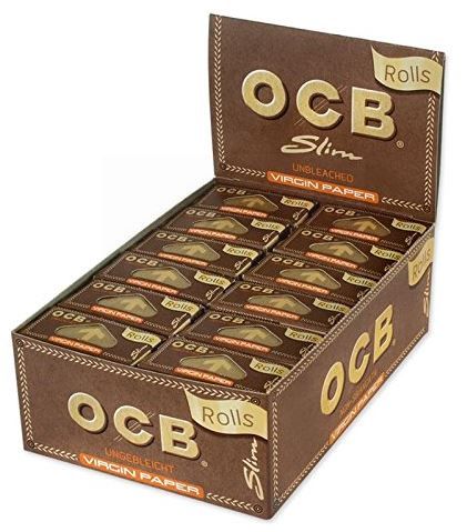 Ocb Unbleached Slim Virgin Paper Rolls With Paper Level Window - Pack Of 24