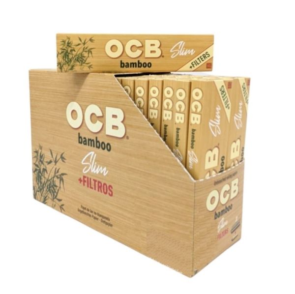 OCB Bamboo Unbleached Rolling Papers + Filters - Slim - Pack of 32