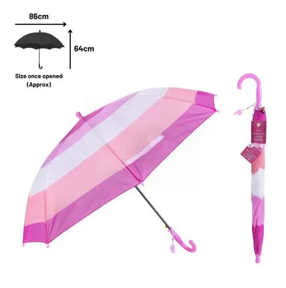 DID Kid’s Pink Striped Umbrella with Whistle