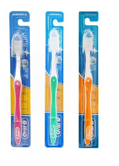 Oral-B 123 Medium Toothbrush with Cap