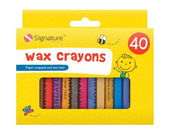 Signature Paper Wrapped & Non-Toxic Wax Crayons - Pack of 40