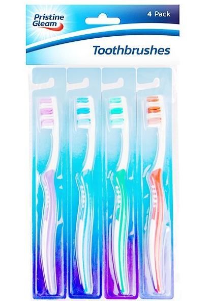 Pristine Gleam Toothbrush - Pack of 4 - Assorted Colours