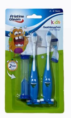 Pristine Gleam Kids Toothbrushes and Timer