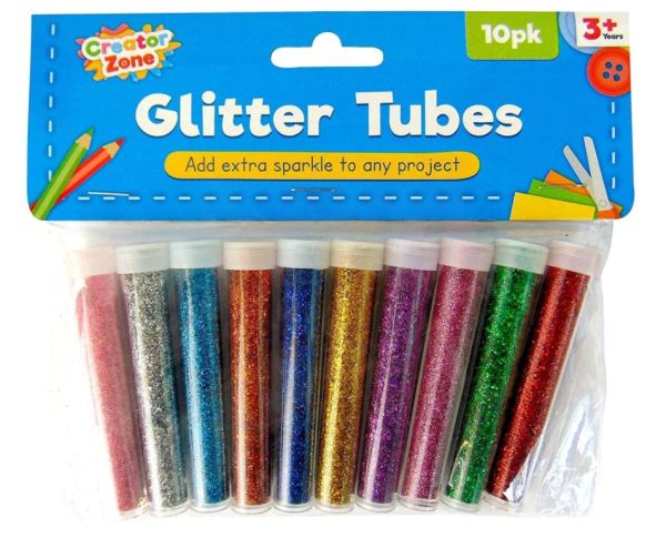 Creator Zone Glitter Tubes - Assorted Colours - Pack of 10