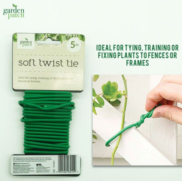 Garden Patch Soft Twist Tie - Green - 5m