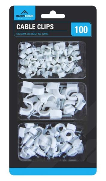 Handy Homes Cable Clips - Assorted Sizes & Quantity - Pack of 100