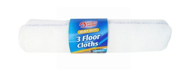 Keep It Handy Heavy Duty Floor Clothes - White - 40 x 29cm - Pack of 3
