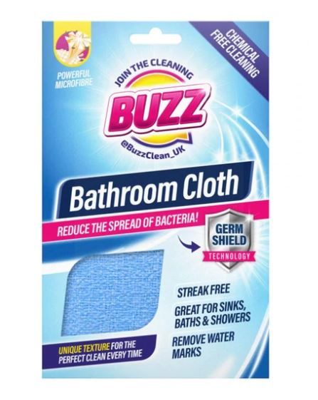 Buzz Powerful Microfibre Bathroom Cloth with Germ Shield - 31 x 32cm - Blue