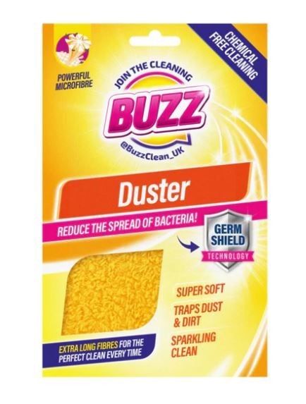Buzz Powerful Microfibre Duster Cloth with Germ Shield - 31 x 32cm - Yellow